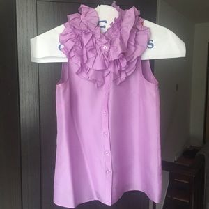 J. Crew lilac purple ruffle neck blouse 2